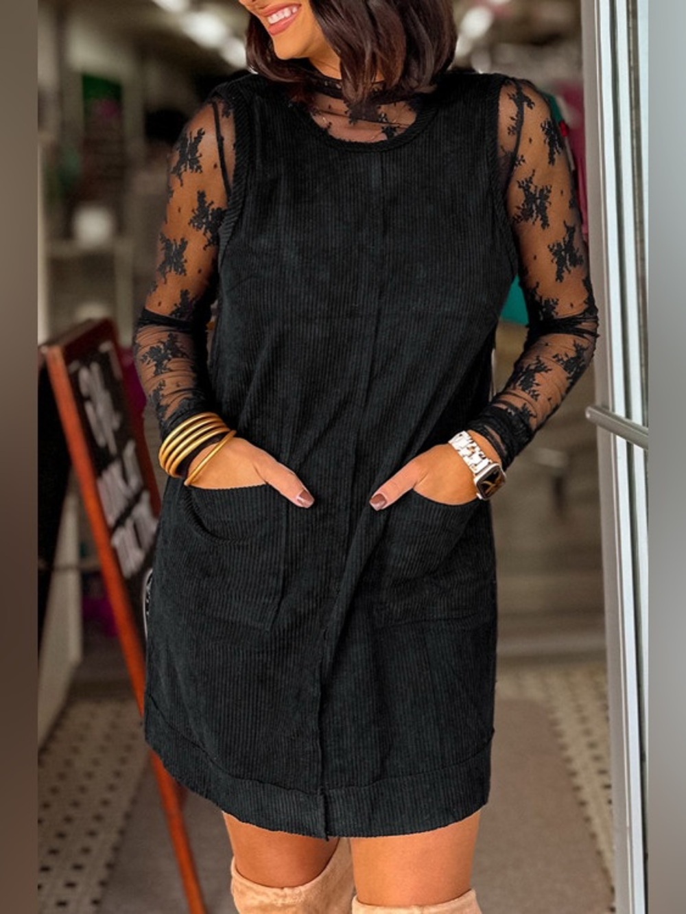 Corduroy Sleeveless Mini Dress
